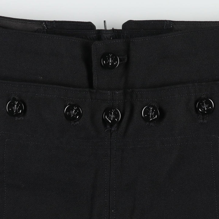 2000'S US Military Issue US Navy Lace-Up Sailor Pants, Made in USA, Size 32R (Men's W32 equivalent) wool black type Vintage Second Hand