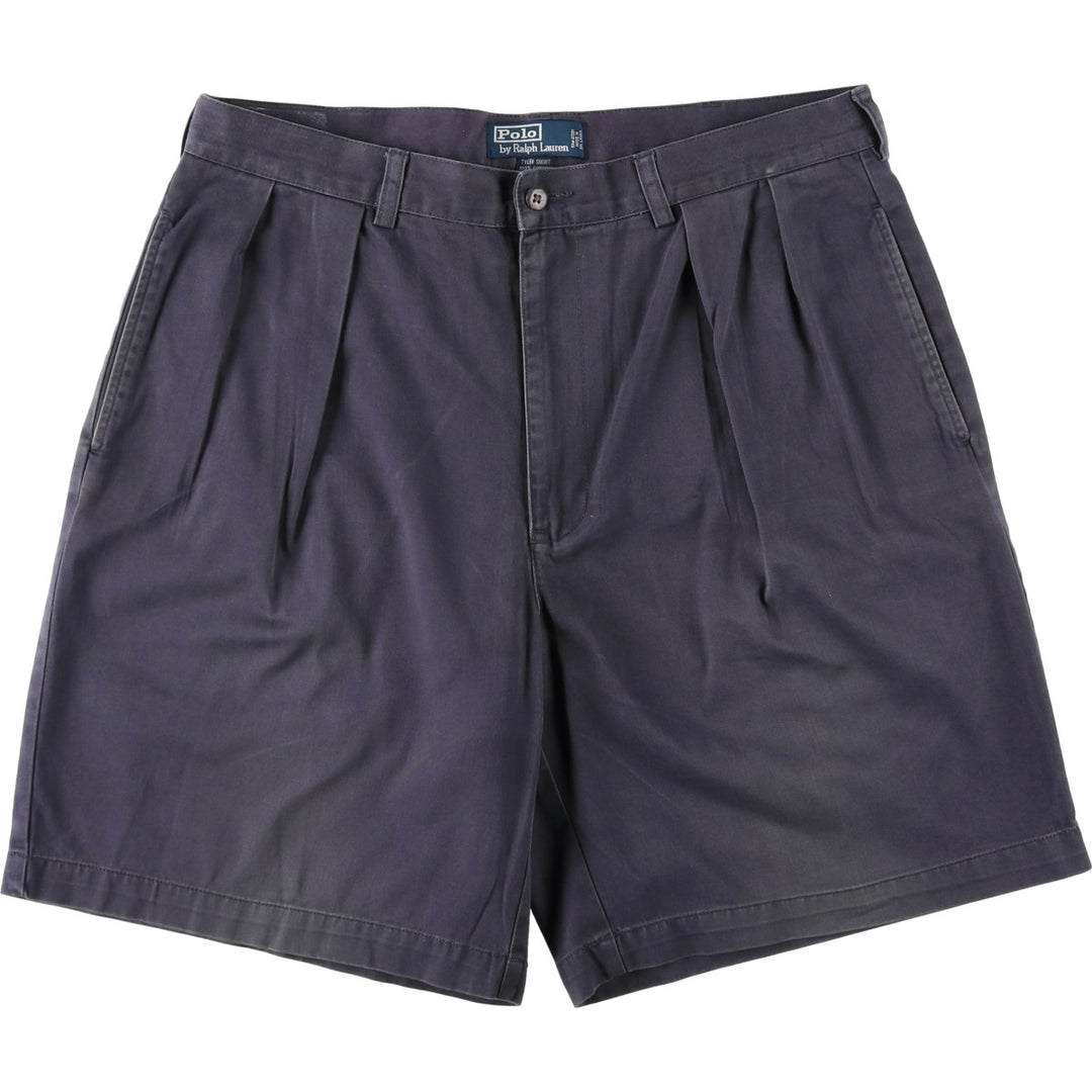 Ralph Lauren POLO by Ralph Lauren TYLER SHORT Two-pleat chino shorts, short pants, men's size W36 cotton navy blue type Vintage Second Hand