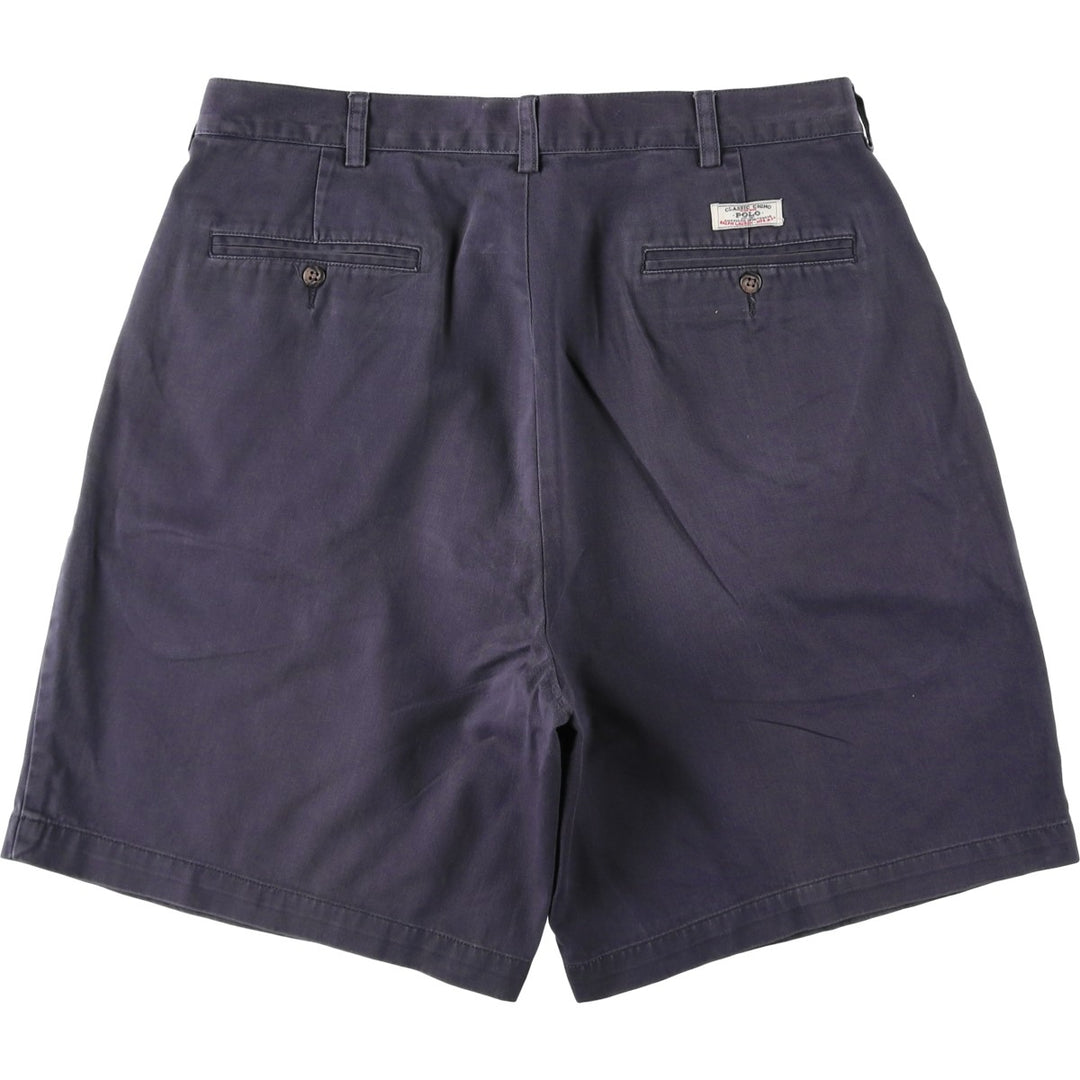 Ralph Lauren POLO by Ralph Lauren TYLER SHORT Two-pleat chino shorts, short pants, men's size W36 cotton navy blue type Vintage Second Hand