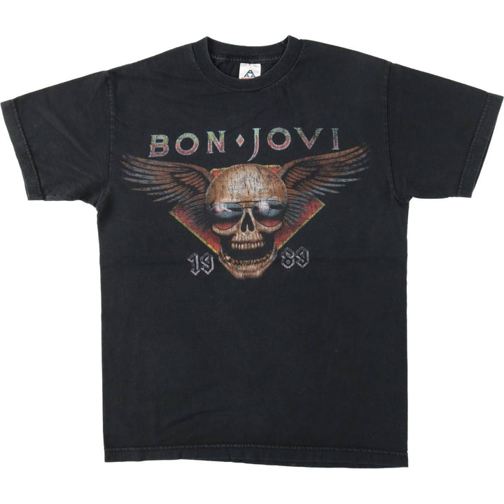 2000'S ALSTYLE BON JOVI Skull Pattern Band T-Shirt (Men's Size M) cotton black type Vintage Second Hand