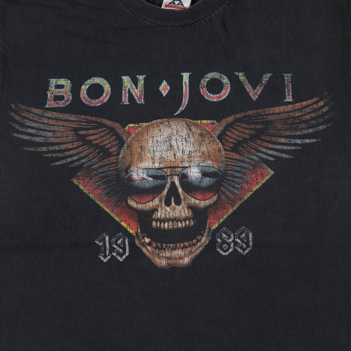 2000'S ALSTYLE BON JOVI Skull Pattern Band T-Shirt (Men's Size M) cotton black type Vintage Second Hand