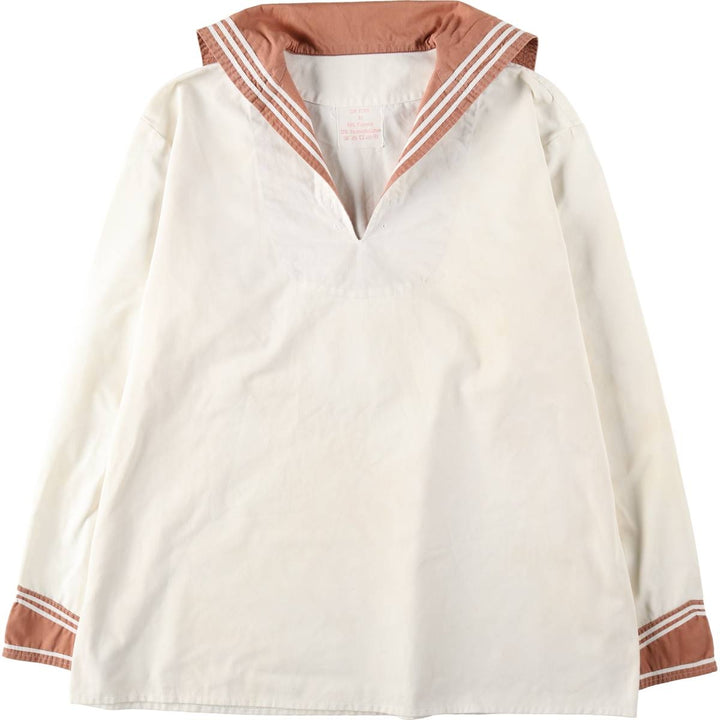 80s-90'S Long-Sleeved Sailor Shirt, Women's Size XL (Equivalent), Vintage polyester white type Vintage Second Hand