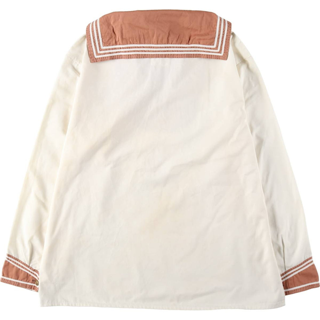 80s-90'S Long-Sleeved Sailor Shirt, Women's Size XL (Equivalent), Vintage polyester white type Vintage Second Hand
