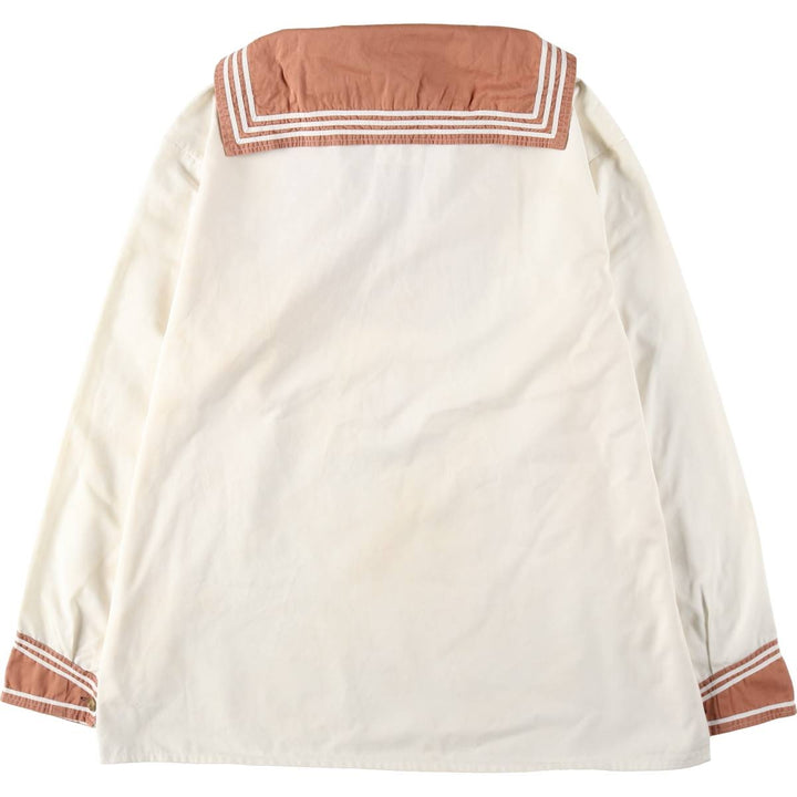 80s-90'S Long-Sleeved Sailor Shirt, Women's Size XL (Equivalent), Vintage polyester white type Vintage Second Hand