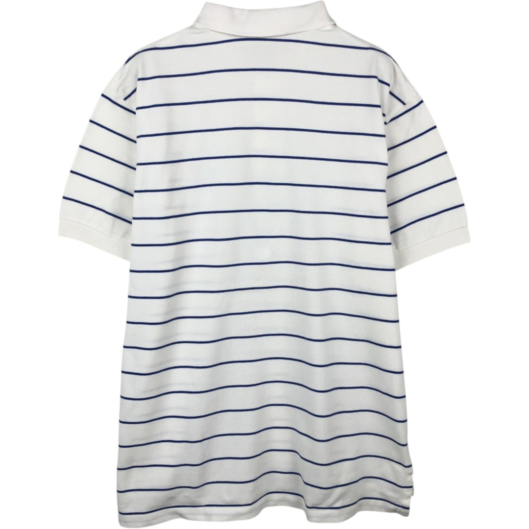 Ralph Lauren POLO by Ralph Lauren short sleeve striped polo shirt, men's XL size cotton white type Vintage Second Hand