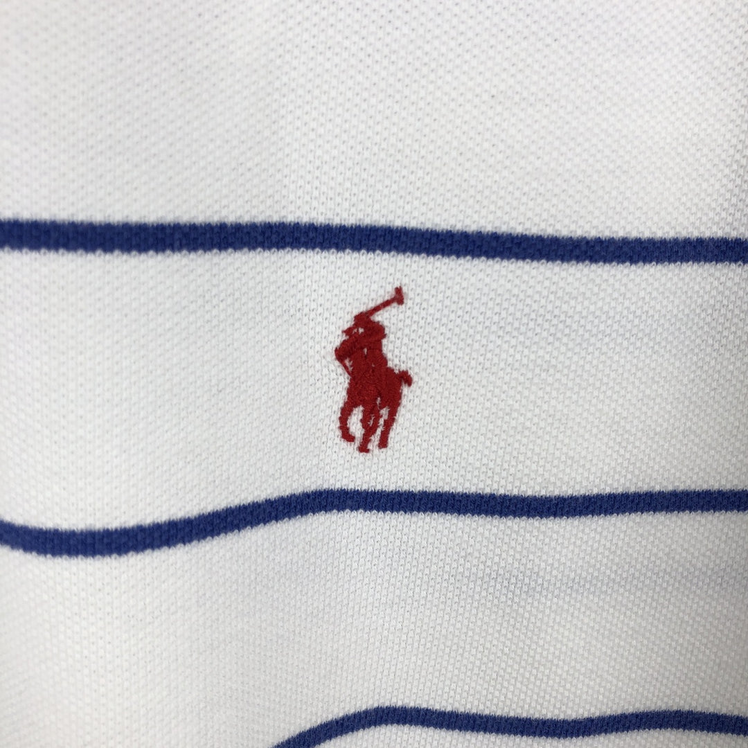 Ralph Lauren POLO by Ralph Lauren short sleeve striped polo shirt, men's XL size cotton white type Vintage Second Hand