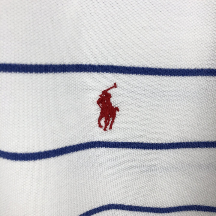Ralph Lauren POLO by Ralph Lauren short sleeve striped polo shirt, men's XL size cotton white type Vintage Second Hand