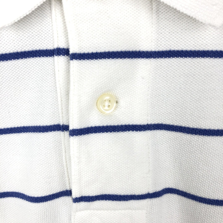Ralph Lauren POLO by Ralph Lauren short sleeve striped polo shirt, men's XL size cotton white type Vintage Second Hand