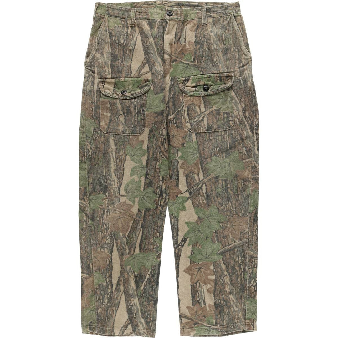 90'S OCOEE Camouflage Pattern Real Tree Camo Bush Pants, Made in USA, Men's W36 (approx.), Vintage cotton Khaki type Vintage Second Hand