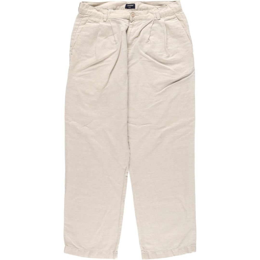 2000'S Dockers Khakis Two-Pleat Linen Pants, Men's Size W33 (approx.) linen Beige type Vintage Second Hand
