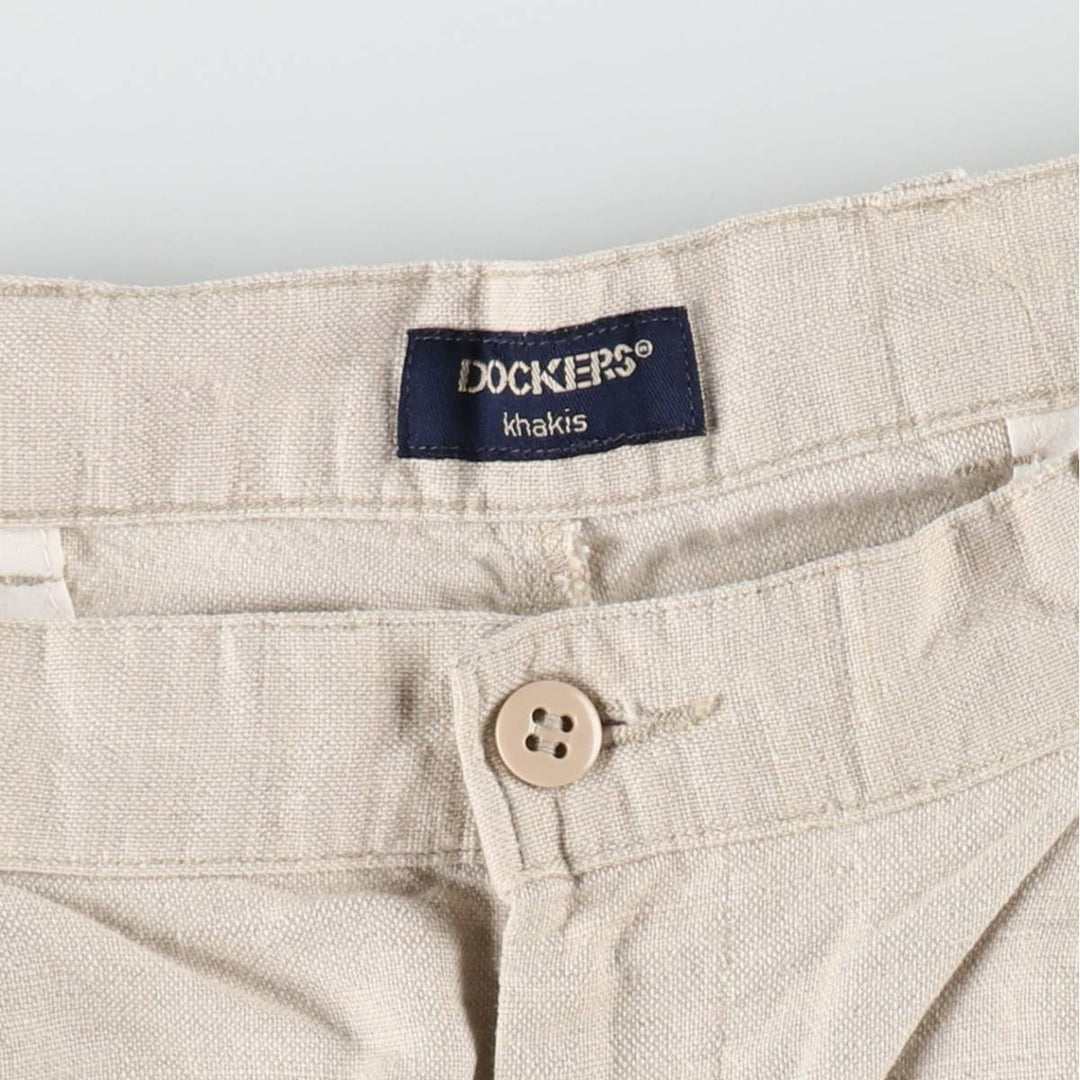 2000'S Dockers Khakis Two-Pleat Linen Pants, Men's Size W33 (approx.) linen Beige type Vintage Second Hand