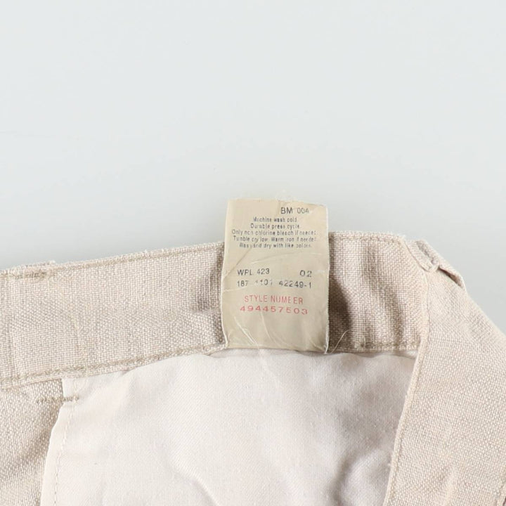 2000'S Dockers Khakis Two-Pleat Linen Pants, Men's Size W33 (approx.) linen Beige type Vintage Second Hand