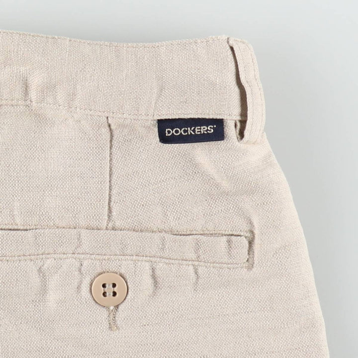2000'S Dockers Khakis Two-Pleat Linen Pants, Men's Size W33 (approx.) linen Beige type Vintage Second Hand