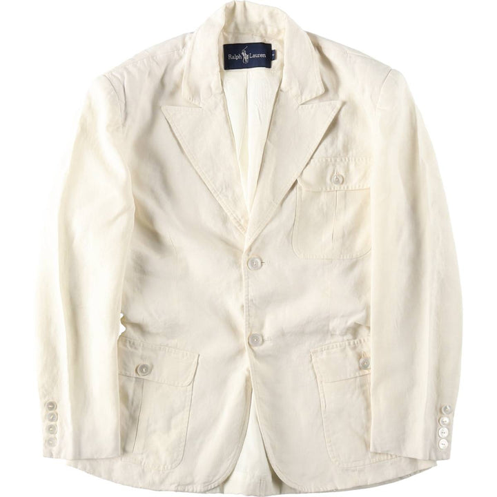 Ralph Lauren peaked lapel linen tailored jacket, women's size M (approx.) linen ivory Vintage Second Hand