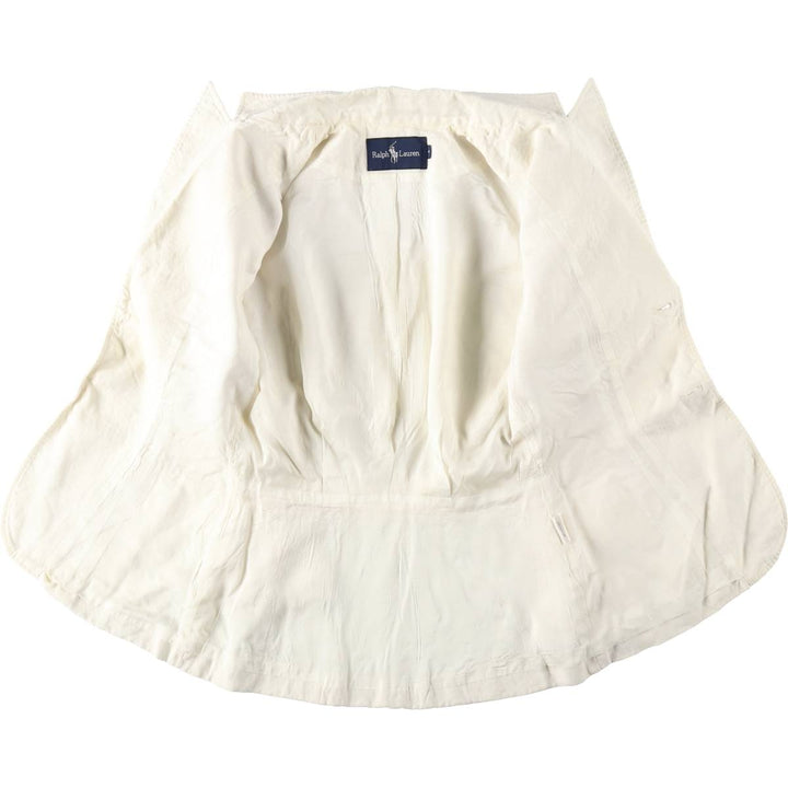 Ralph Lauren peaked lapel linen tailored jacket, women's size M (approx.) linen ivory Vintage Second Hand