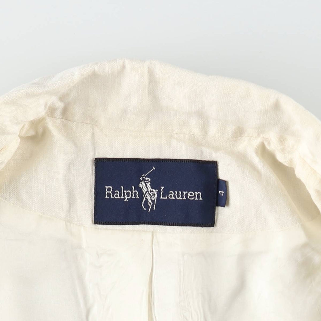 Ralph Lauren peaked lapel linen tailored jacket, women's size M (approx.) linen ivory Vintage Second Hand