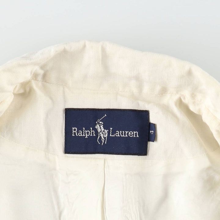 Ralph Lauren peaked lapel linen tailored jacket, women's size M (approx.) linen ivory Vintage Second Hand