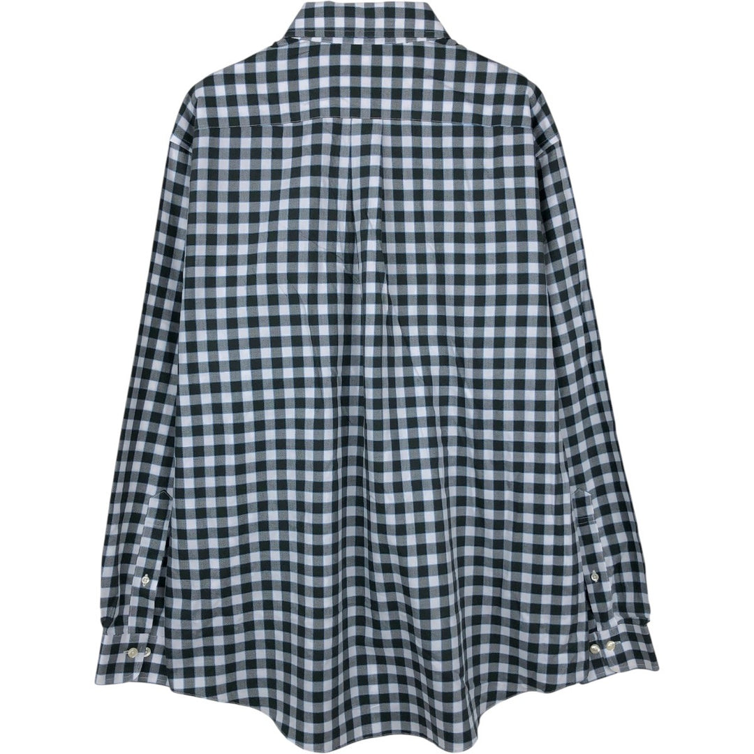 Brooks Brothers 346 Long Sleeve Button-Down Check Shirt, Men's Size L cotton Green type dark green Vintage Second Hand