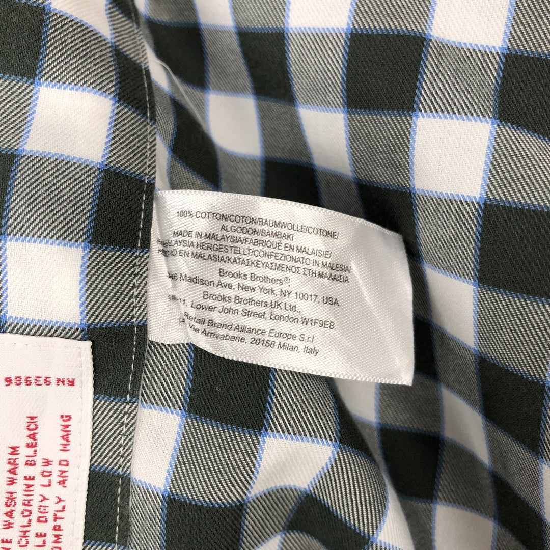 Brooks Brothers 346 Long Sleeve Button-Down Check Shirt, Men's Size L cotton Green type dark green Vintage Second Hand