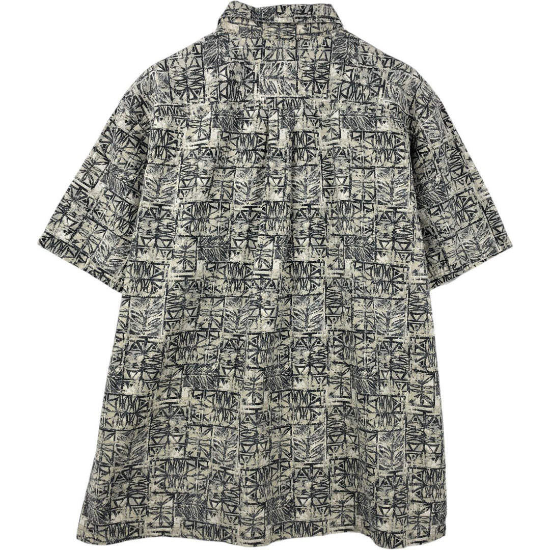 St. John's Bay all-over print short-sleeved cotton shirt, boxy fit, men's size L. cotton gray type Vintage Second Hand