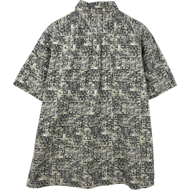 St. John's Bay all-over print short-sleeved cotton shirt, boxy fit, men's size L. cotton gray type Vintage Second Hand