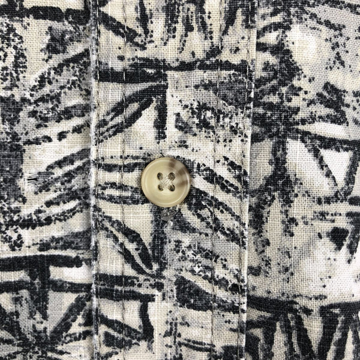St. John's Bay all-over print short-sleeved cotton shirt, boxy fit, men's size L. cotton gray type Vintage Second Hand