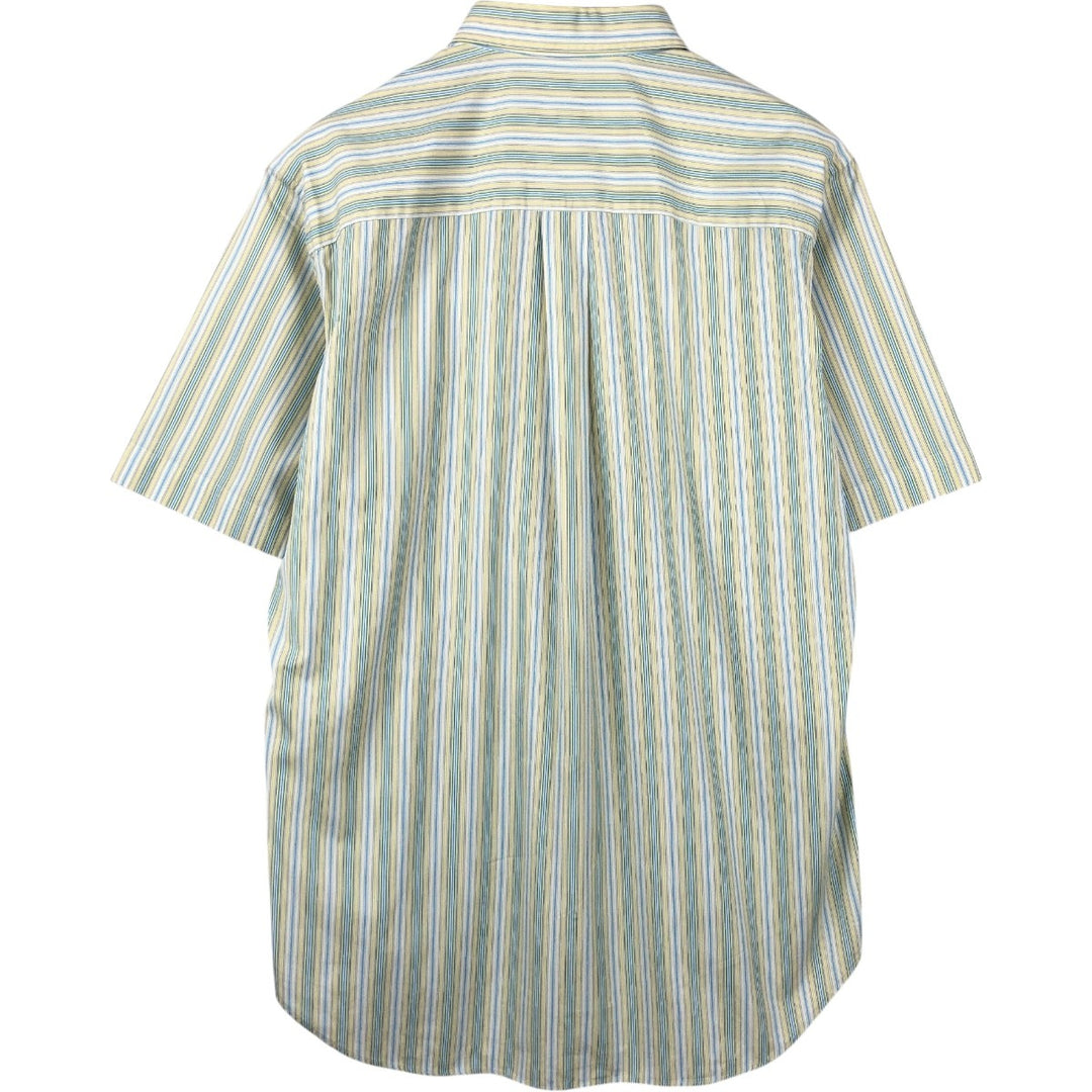 Burberry's BURBERRY LONDON Multi-stripe Short-Sleeve Button-Down Striped Shirt, Men's Size M (approx.) cotton green type yellow green Vintage Second Hand