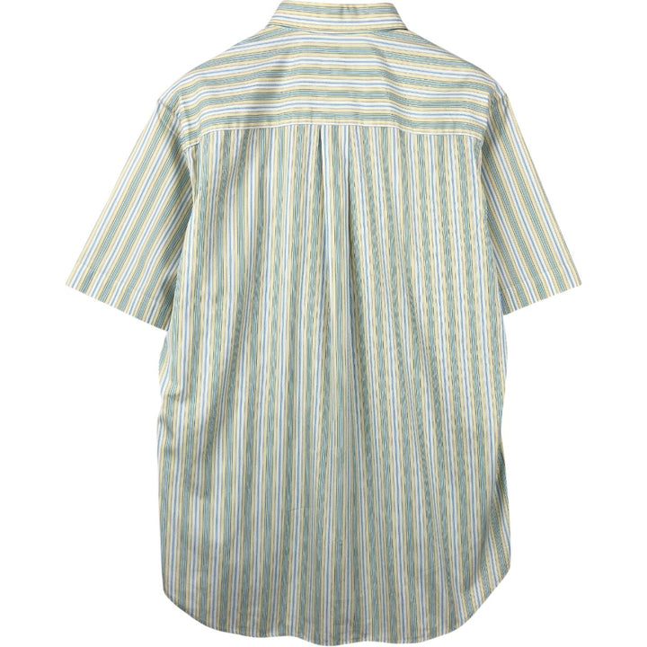 Burberry's BURBERRY LONDON Multi-stripe Short-Sleeve Button-Down Striped Shirt, Men's Size M (approx.) cotton green type yellow green Vintage Second Hand