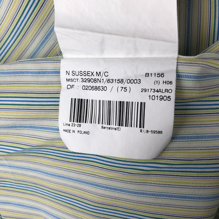 Burberry's BURBERRY LONDON Multi-stripe Short-Sleeve Button-Down Striped Shirt, Men's Size M (approx.) cotton green type yellow green Vintage Second Hand