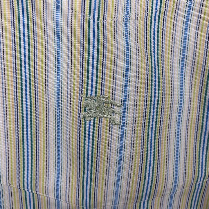 Burberry's BURBERRY LONDON Multi-stripe Short-Sleeve Button-Down Striped Shirt, Men's Size M (approx.) cotton green type yellow green Vintage Second Hand