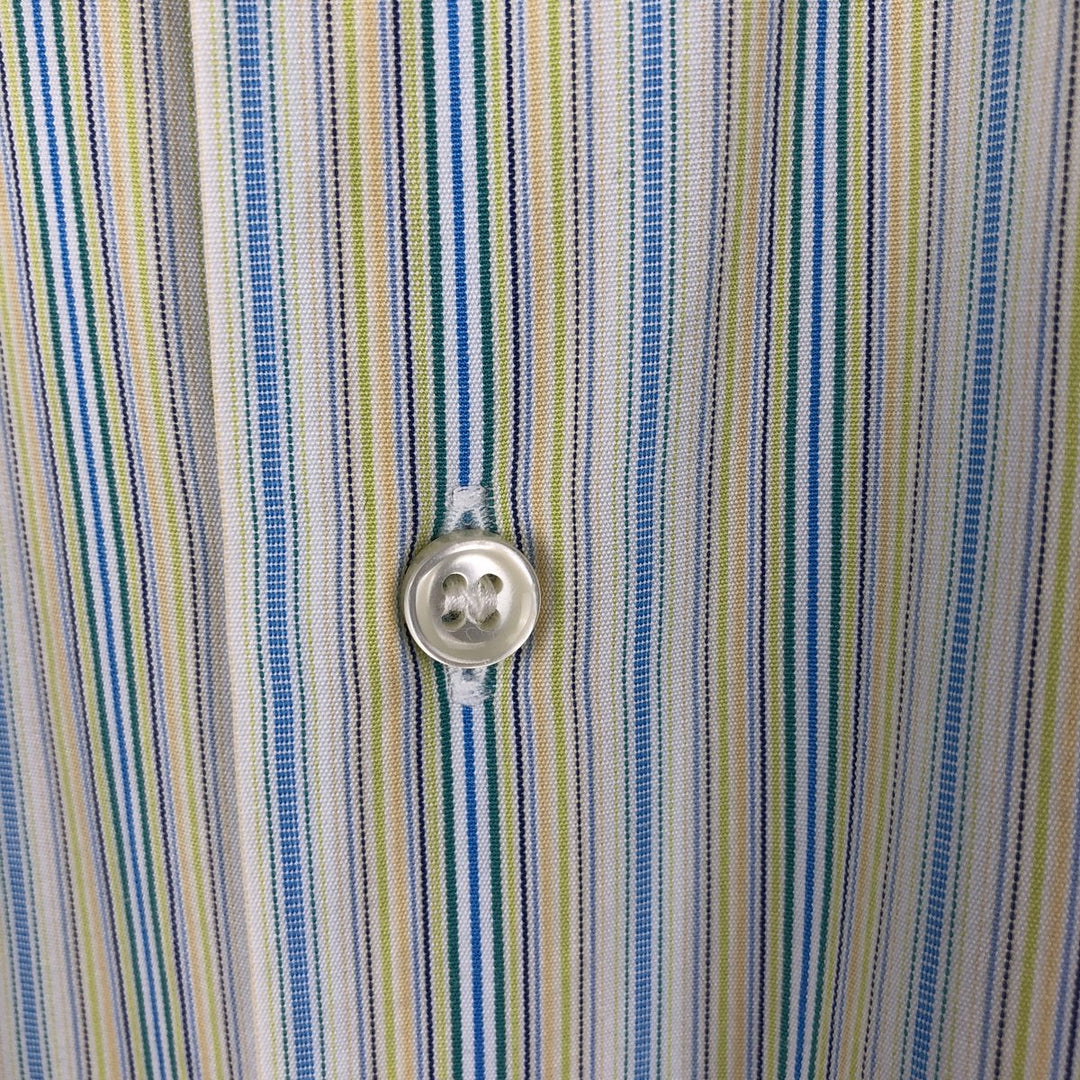 Burberry's BURBERRY LONDON Multi-stripe Short-Sleeve Button-Down Striped Shirt, Men's Size M (approx.) cotton green type yellow green Vintage Second Hand