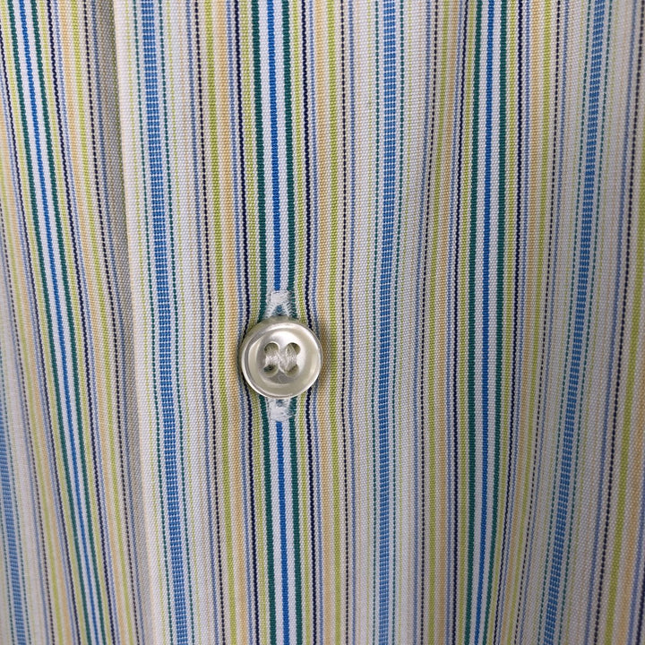 Burberry's BURBERRY LONDON Multi-stripe Short-Sleeve Button-Down Striped Shirt, Men's Size M (approx.) cotton green type yellow green Vintage Second Hand