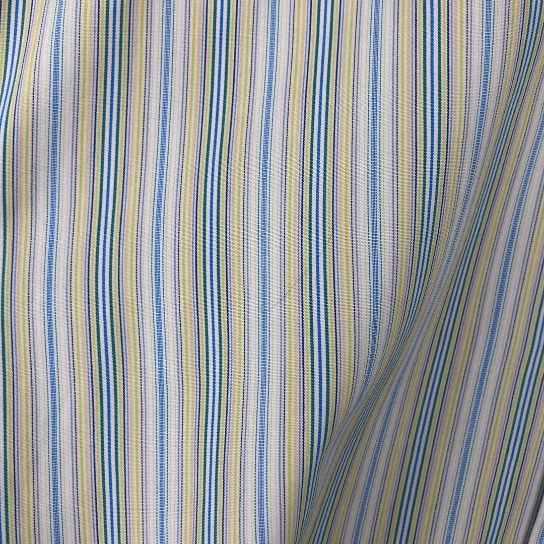 Burberry's BURBERRY LONDON Multi-stripe Short-Sleeve Button-Down Striped Shirt, Men's Size M (approx.) cotton green type yellow green Vintage Second Hand