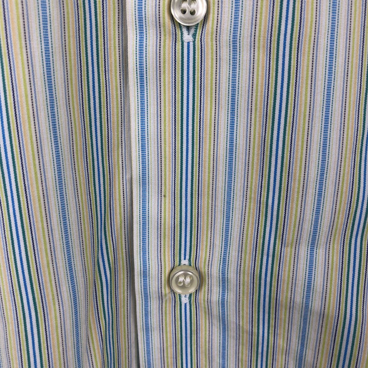 Burberry's BURBERRY LONDON Multi-stripe Short-Sleeve Button-Down Striped Shirt, Men's Size M (approx.) cotton green type yellow green Vintage Second Hand