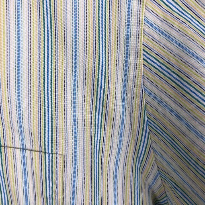Burberry's BURBERRY LONDON Multi-stripe Short-Sleeve Button-Down Striped Shirt, Men's Size M (approx.) cotton green type yellow green Vintage Second Hand