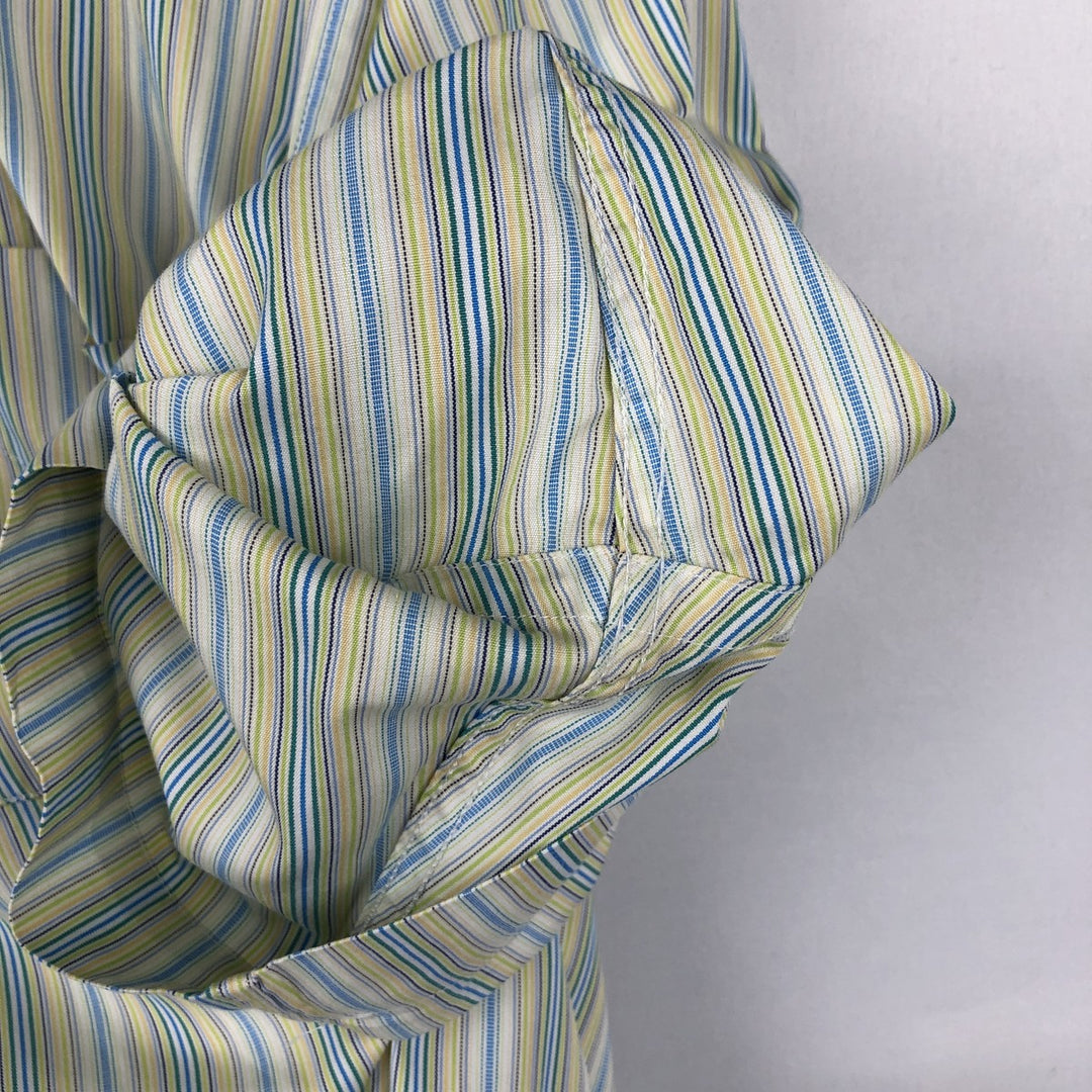Burberry's BURBERRY LONDON Multi-stripe Short-Sleeve Button-Down Striped Shirt, Men's Size M (approx.) cotton green type yellow green Vintage Second Hand