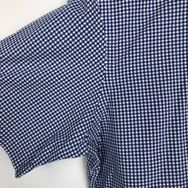 Ralph Lauren CUSTOM FIT Gingham Check Short-Sleeve Button-Down Check Shirt, Men's Size M (approx.) cotton blue type Vintage Second Hand