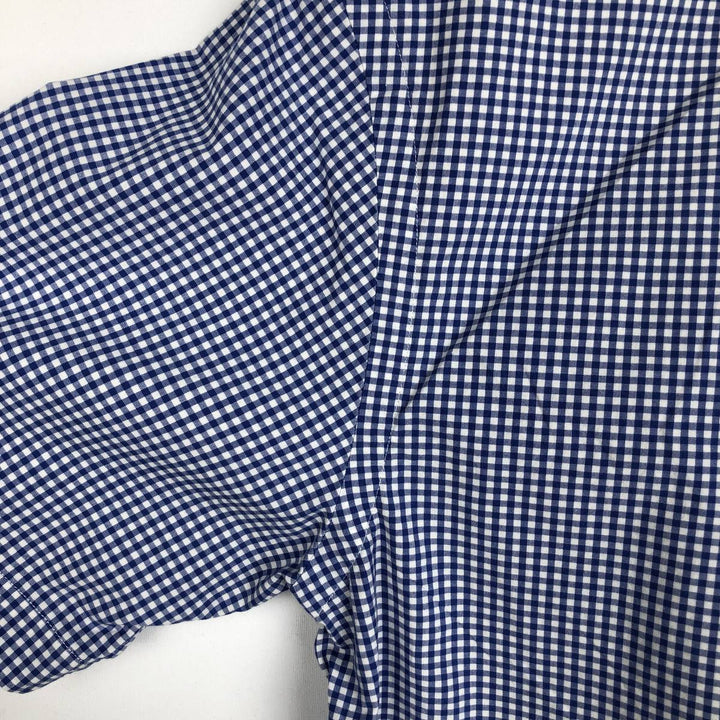 Ralph Lauren CUSTOM FIT Gingham Check Short-Sleeve Button-Down Check Shirt, Men's Size M (approx.) cotton blue type Vintage Second Hand