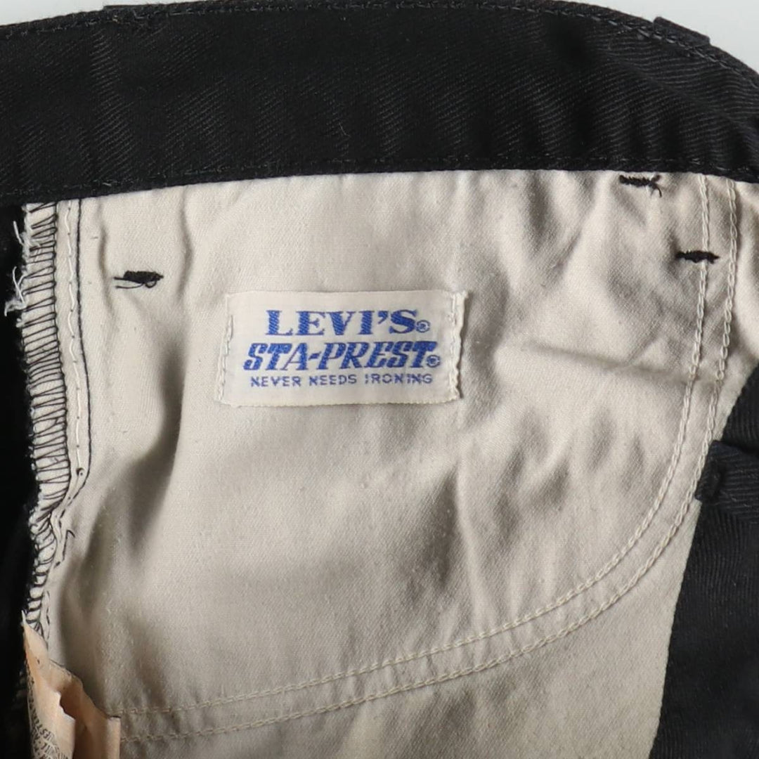 1990'S Levi's STA-PREST Euro Model Slacks Pants, Made in Italy, Men's W29 (approx.), Vintage cotton black type Vintage Second Hand