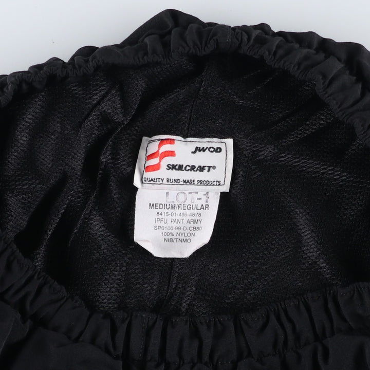 1990'S US Military Issue SKILCRAFT Training Pants, Nylon Pants, Made in USA, Men's Size M (Equivalent), Vintage Nylon black type Vintage Second Hand