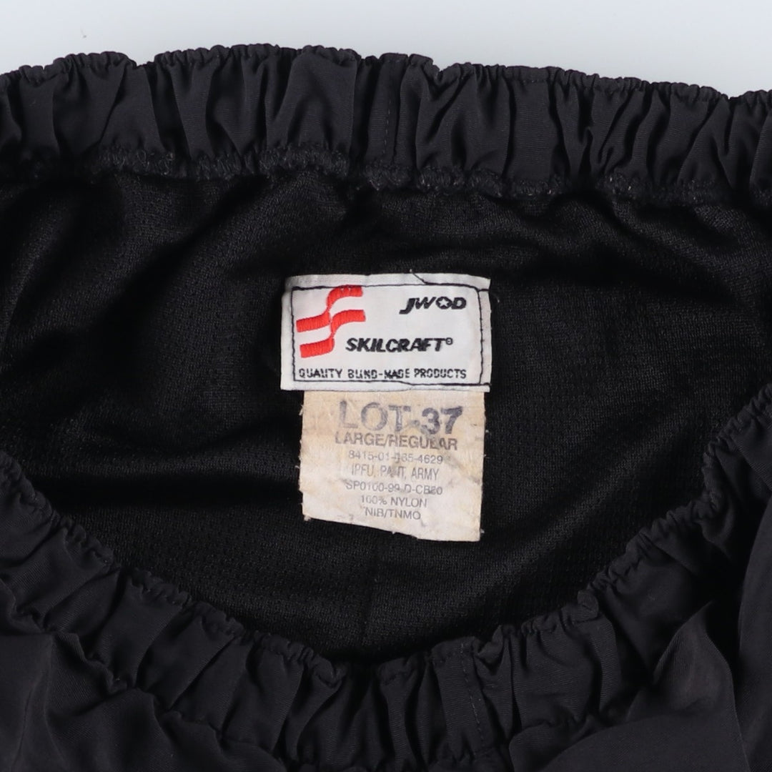 1990'S US Military Issue SKILCRAFT Training Pants, Nylon Pants, Made in USA, Men's Size L (Equivalent), Vintage Nylon black type Vintage Second Hand
