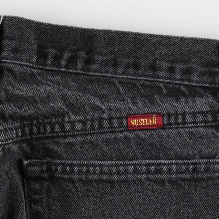 Rustler Black Denim Straight Denim Pants for Men, W32 equivalent cotton black type Vintage Second Hand