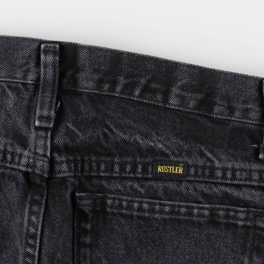 Rustler Black Denim Straight Denim Pants for Men, W30 equivalent cotton black type Vintage Second Hand