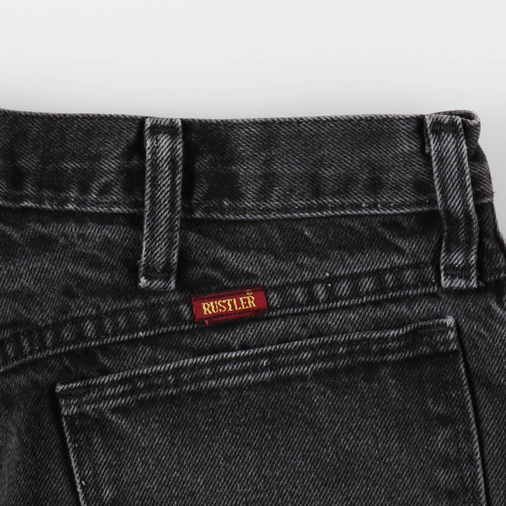 Rustler Black Denim Straight Denim Pants for Men, W32 equivalent cotton black type Vintage Second Hand