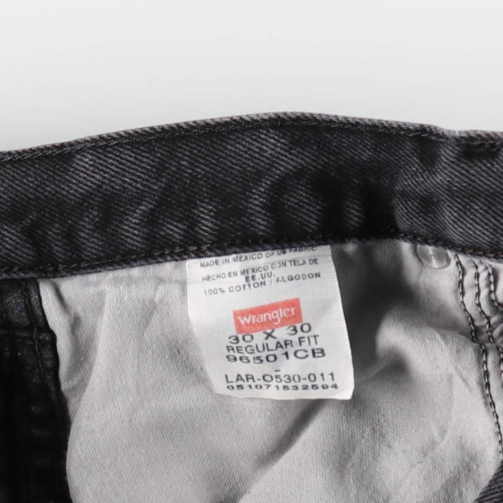 Wrangler Regular Fit Black Denim Straight Leg Denim Pants, Men's Size W30 cotton black type Vintage Second Hand