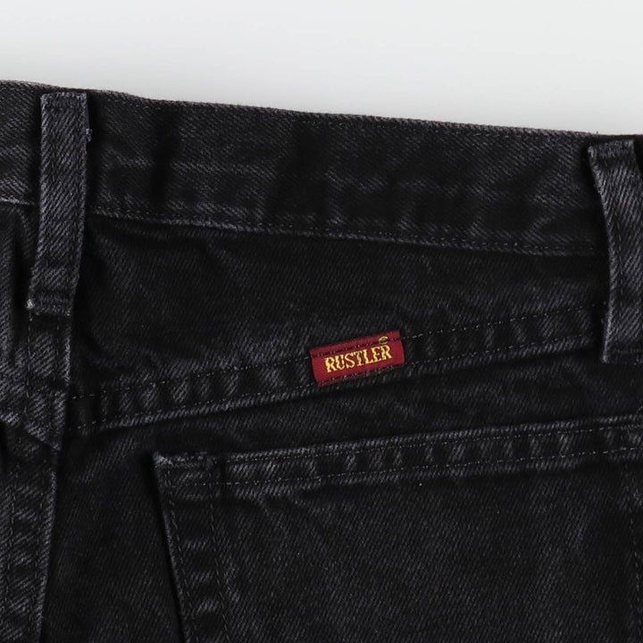 Rustler Black Denim Straight Denim Pants for Men, W30 equivalent cotton black type Vintage Second Hand