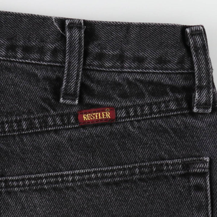 Rustler Black Denim Straight Denim Pants for Men, W32 equivalent cotton black type Vintage Second Hand