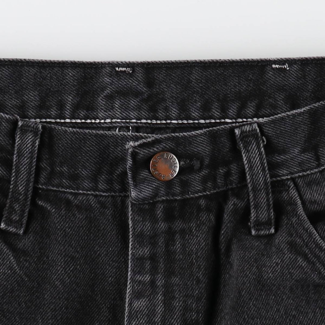 Rustler Black Denim Straight Denim Pants for Men, W32 equivalent cotton black type Vintage Second Hand