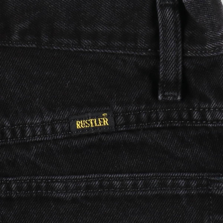 Rustler Black Denim Straight Denim Pants for Men, W31 equivalent cotton black type Vintage Second Hand