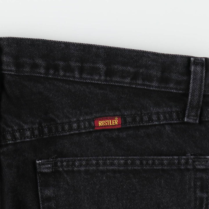 Rustler Black Denim Straight Denim Pants for Men, W34 equivalent cotton black type Vintage Second Hand